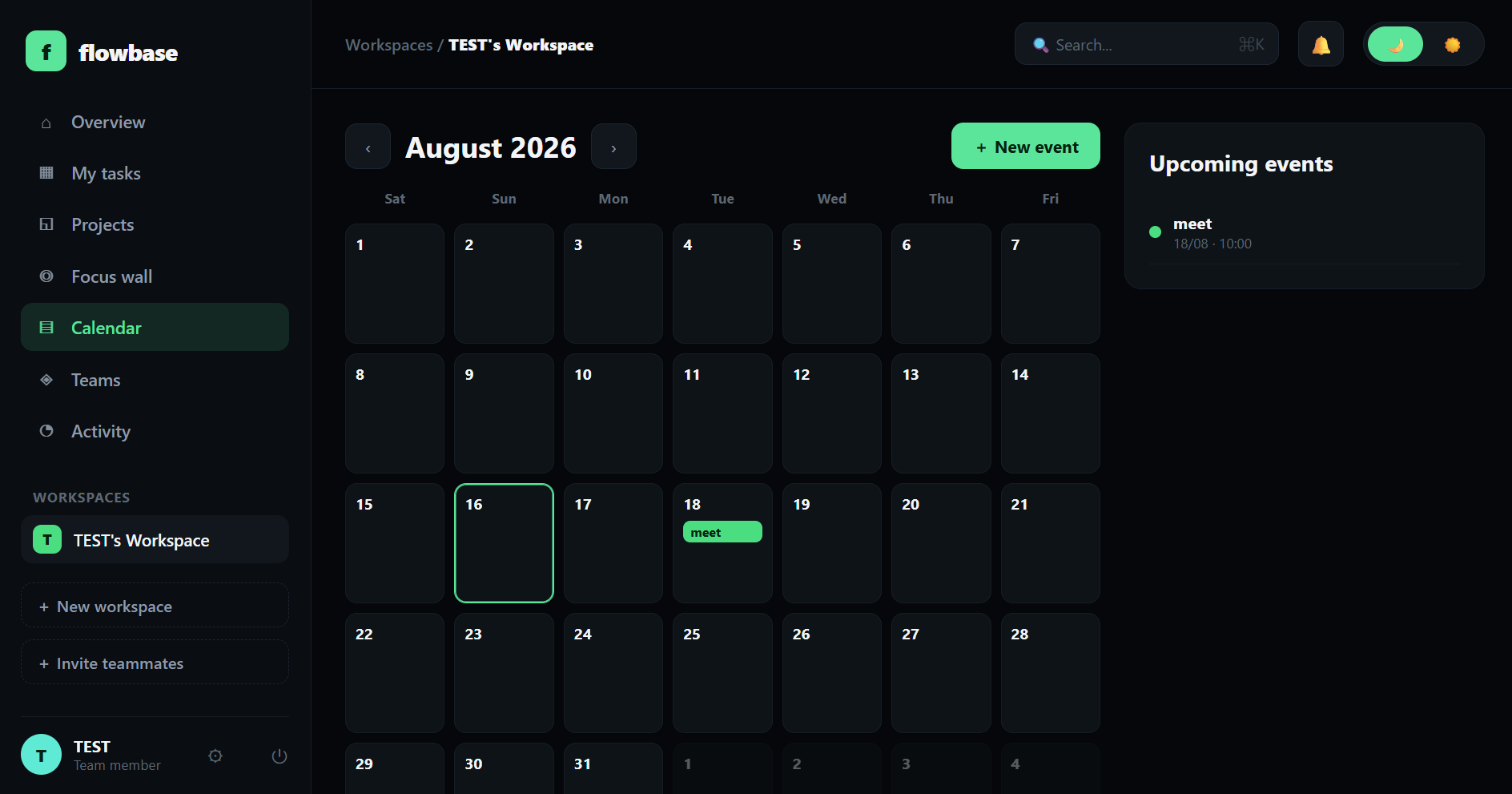 Flowbase calendar view