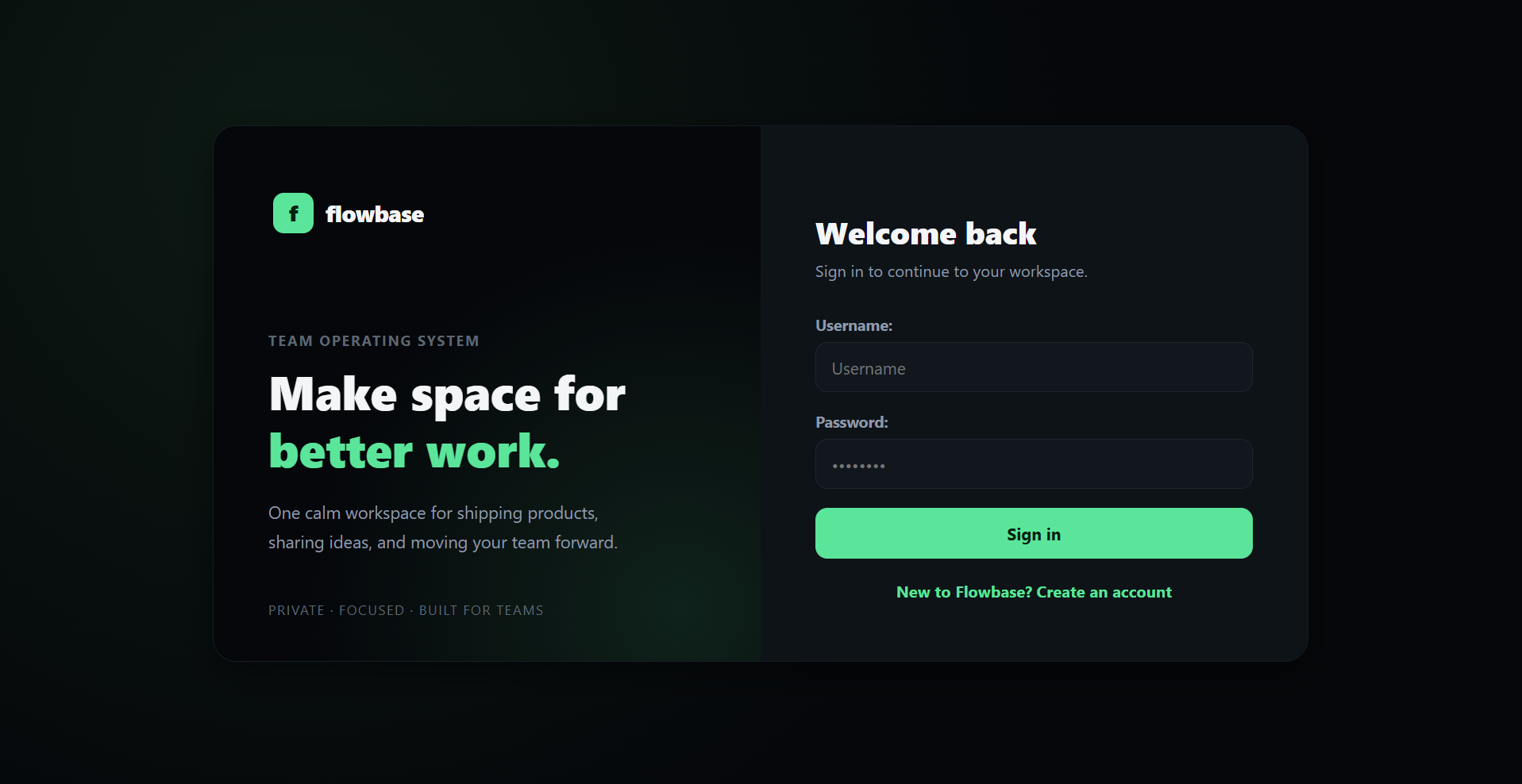 Flowbase sign-in / sign-up screen