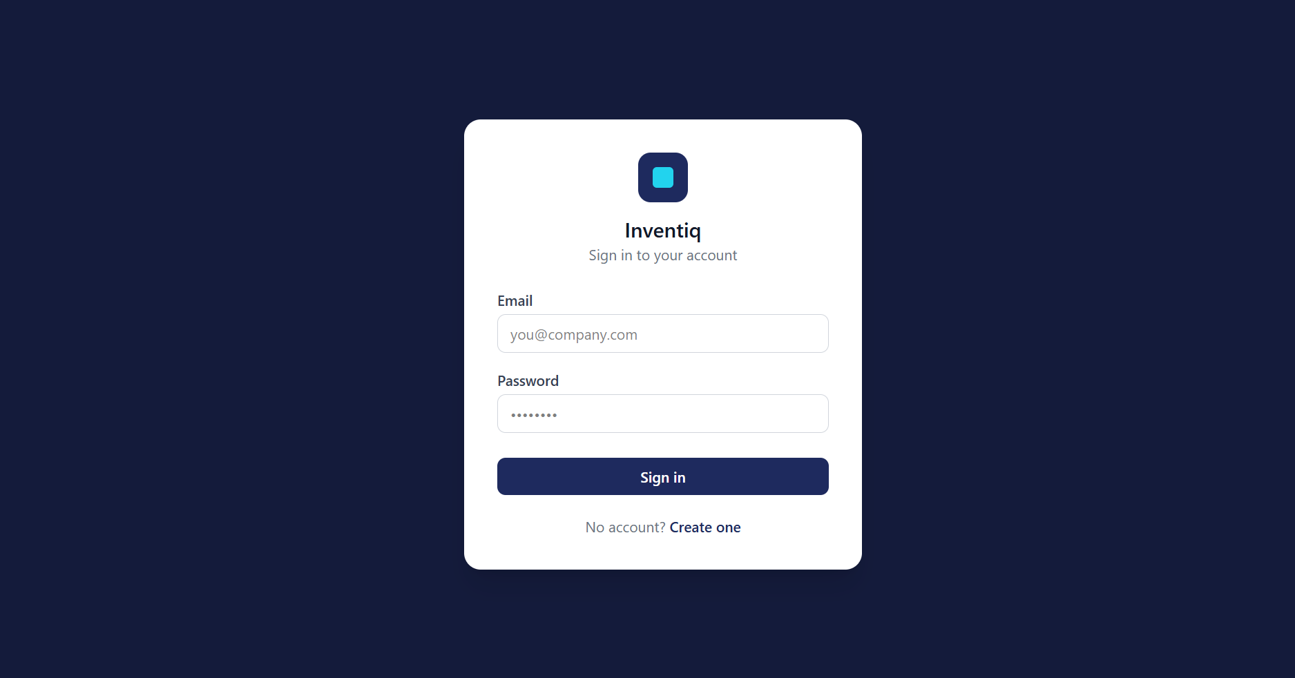 Inventiq sign-in screen